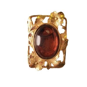 Amber Season Gold Decorative Pin with Floral Edge